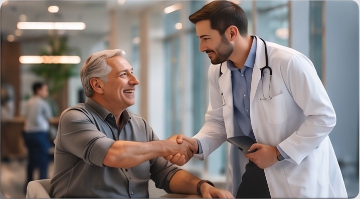 Doctor welcoming an international patient